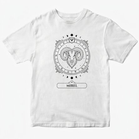 T-shirt en coton personnalisé avec un prénom et un signe du zodiaque - Bélier