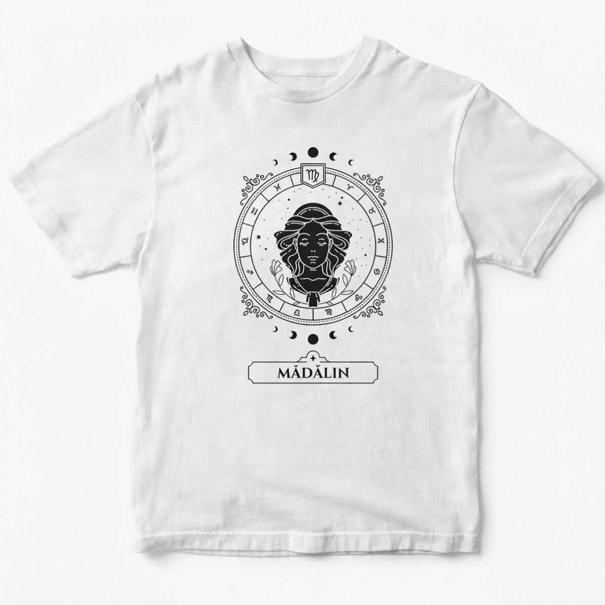 T-shirt en coton personnalisé avec un prénom et un signe du zodiaque - Vierge