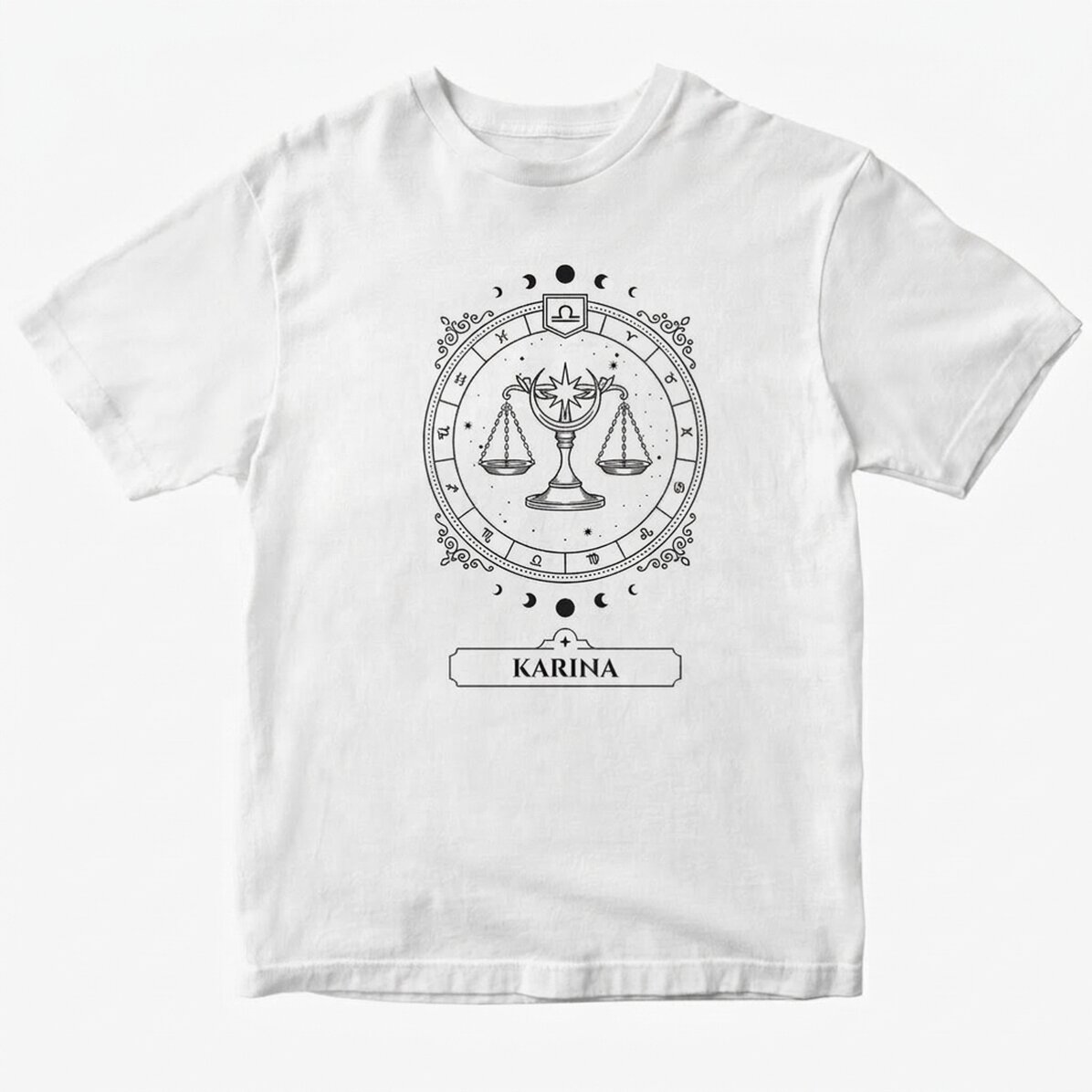 T-shirt en coton personnalisé avec prénom et signe du zodiaque - Balance