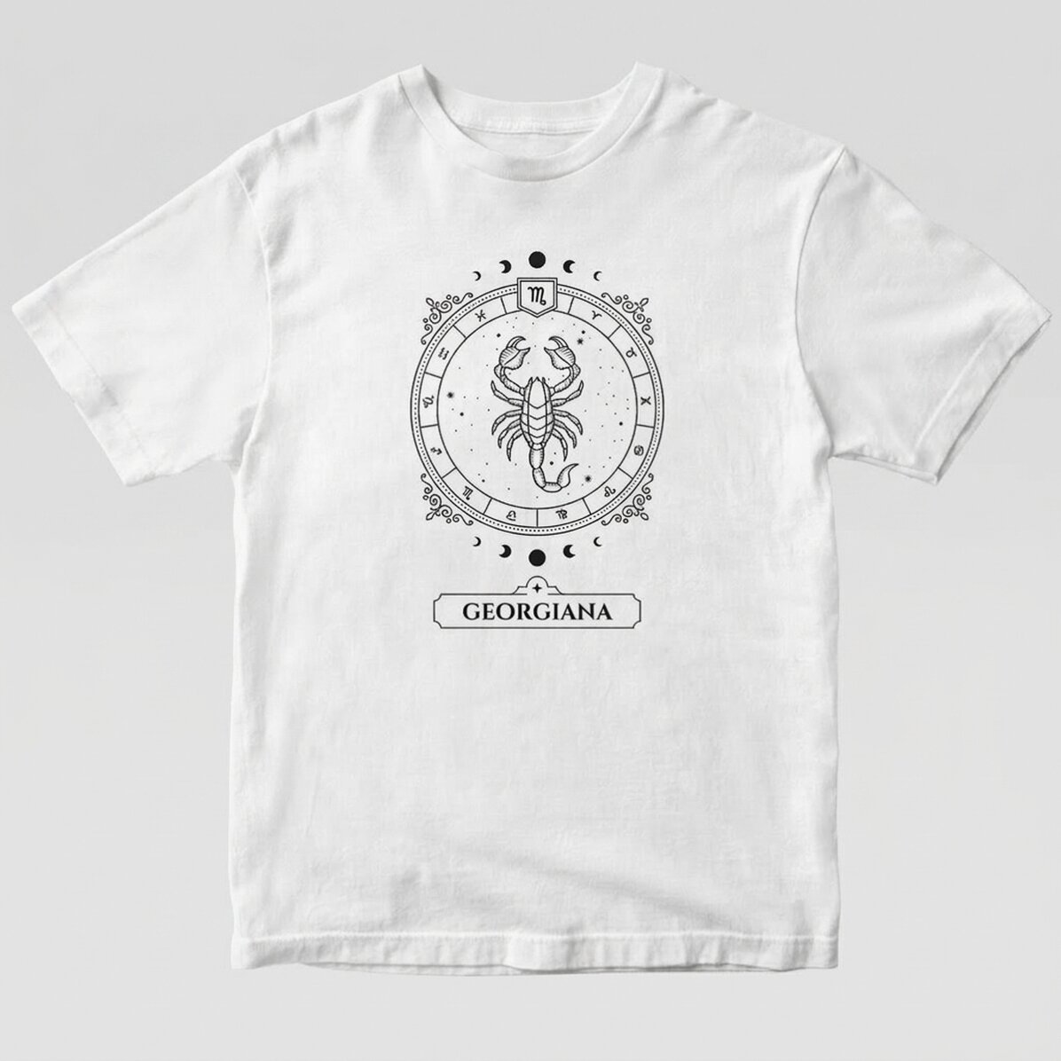 T-shirt en coton personnalisé avec prénom et signe du zodiaque - Scorpion