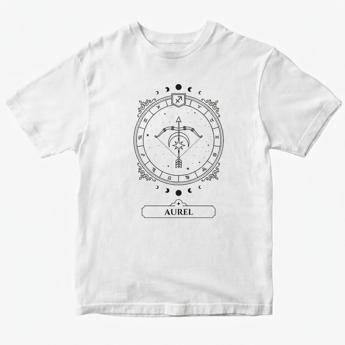 T-shirt en coton personnalisé avec prénom et signe du zodiaque - Sagittaire