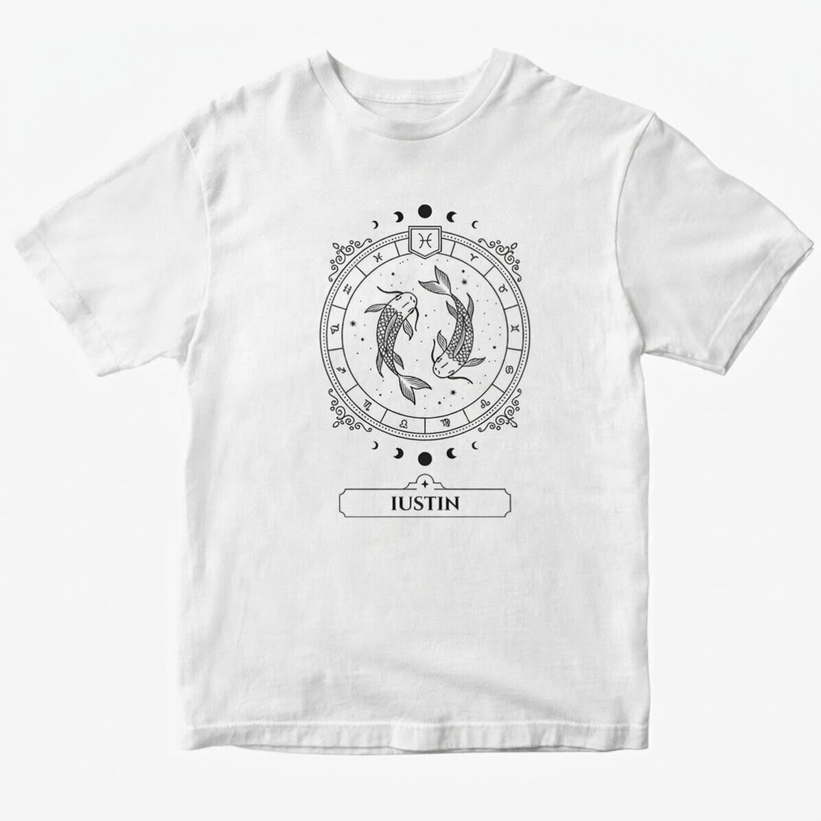 T-shirt en coton personnalisé avec prénom et signe du zodiaque - Poissons
