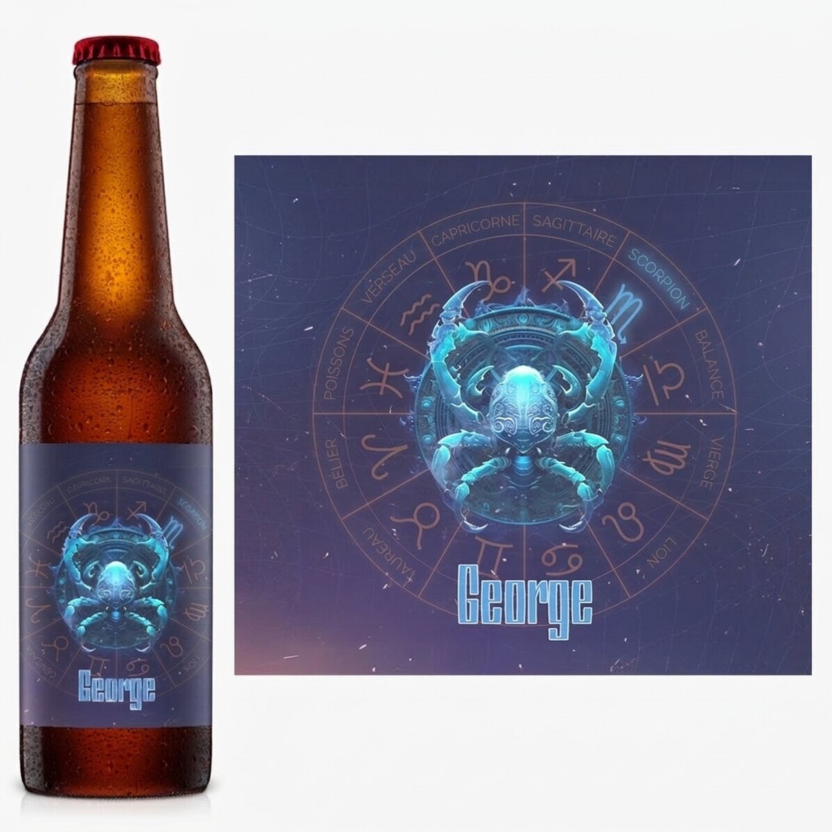 Bière personnalisée avec nom et signe du zodiaque - Scorpion