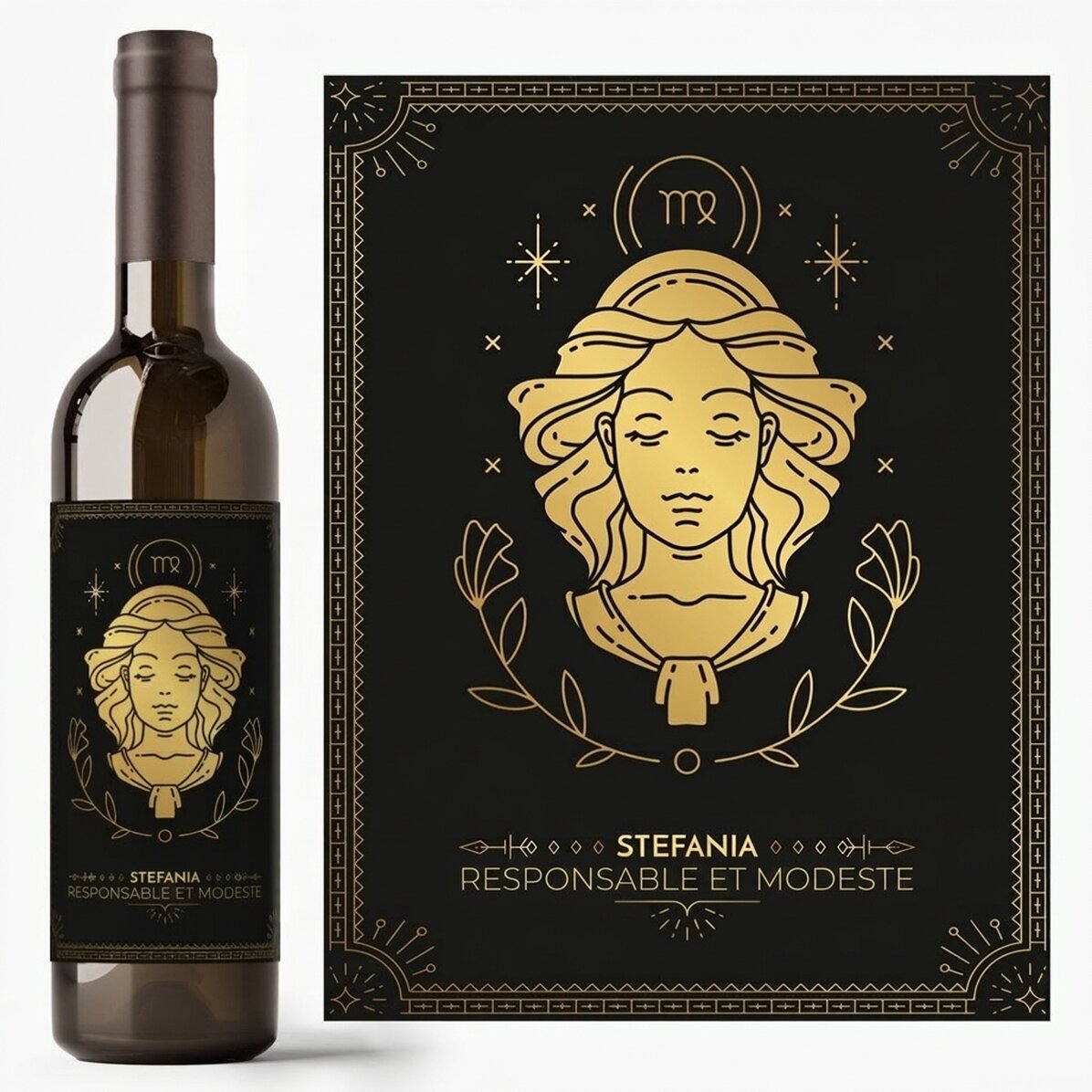 Vin personnalisé avec un message et un signe du zodiaque - Vierge