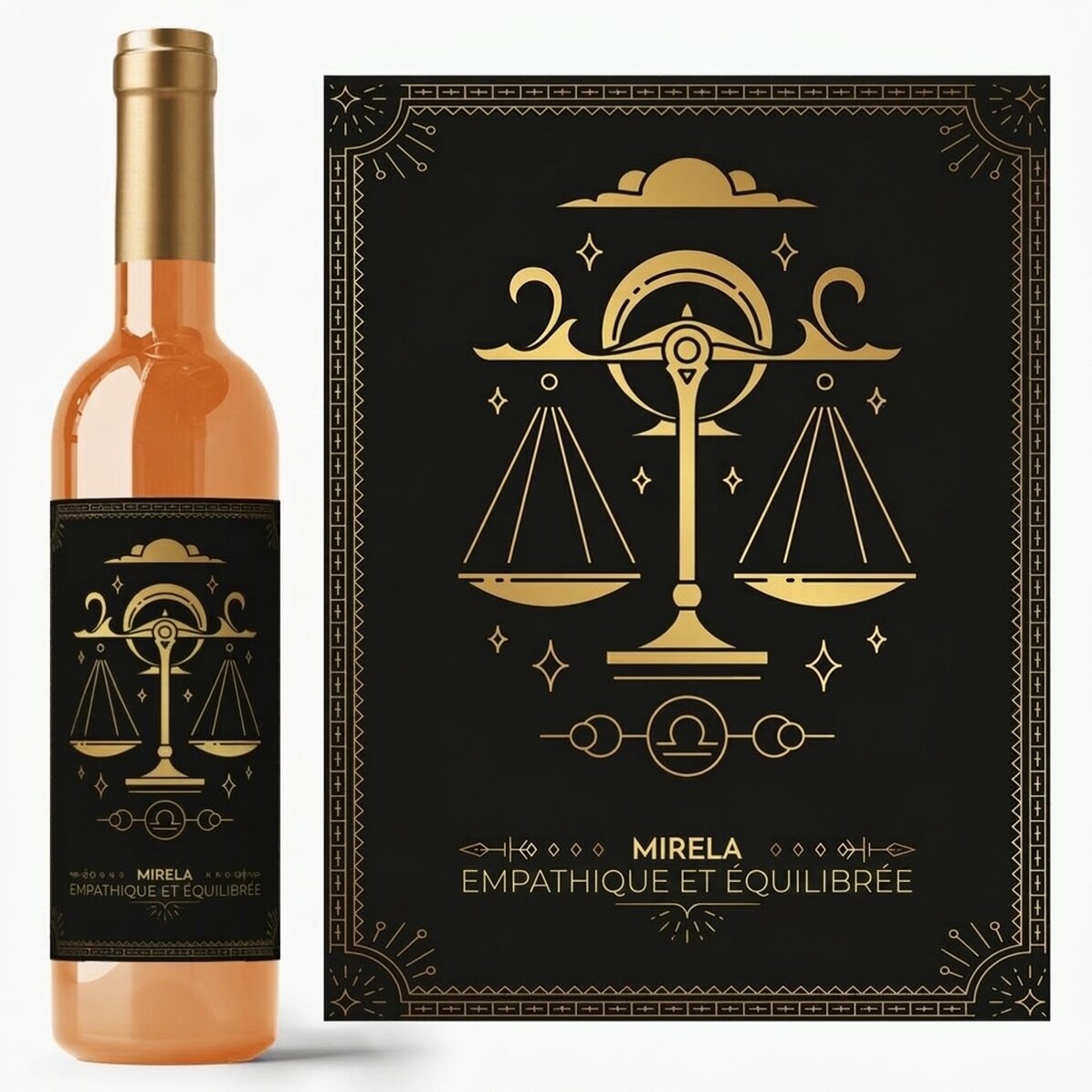 Vin personnalisé avec un message et un signe du zodiaque - Balance
