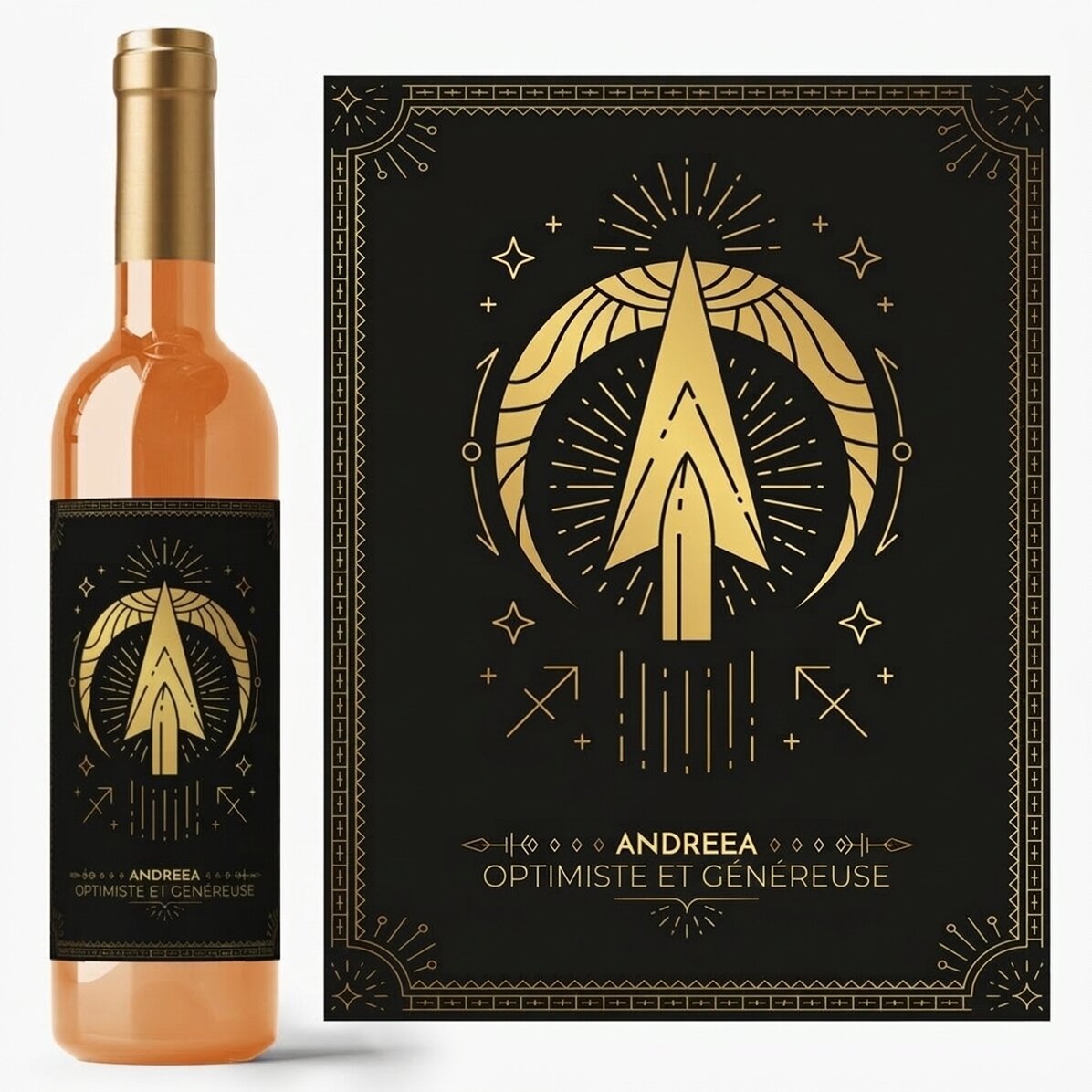 Vin personnalisé avec un message et un signe du zodiaque - Sagittaire