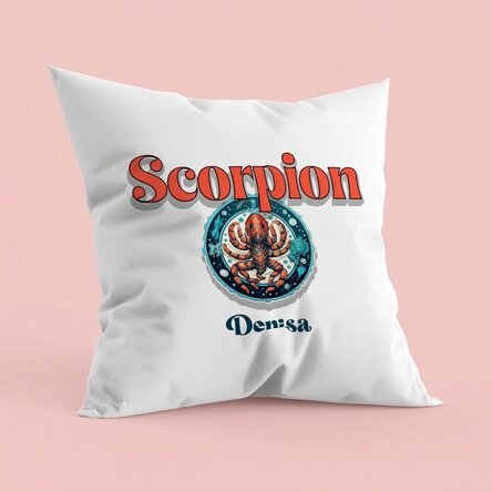 Coussin personnalisé avec prénom et signe du zodiaque - Scorpion