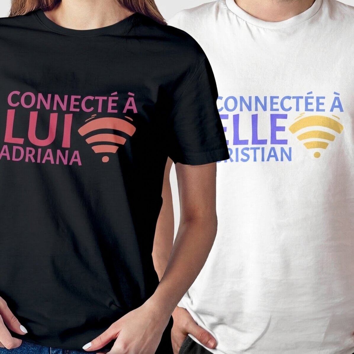 T-shirt en coton personnalisé avec un texte - Connected to