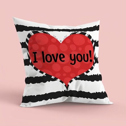 Coussin personnalisé avec inscription, grand format - Doodle heart