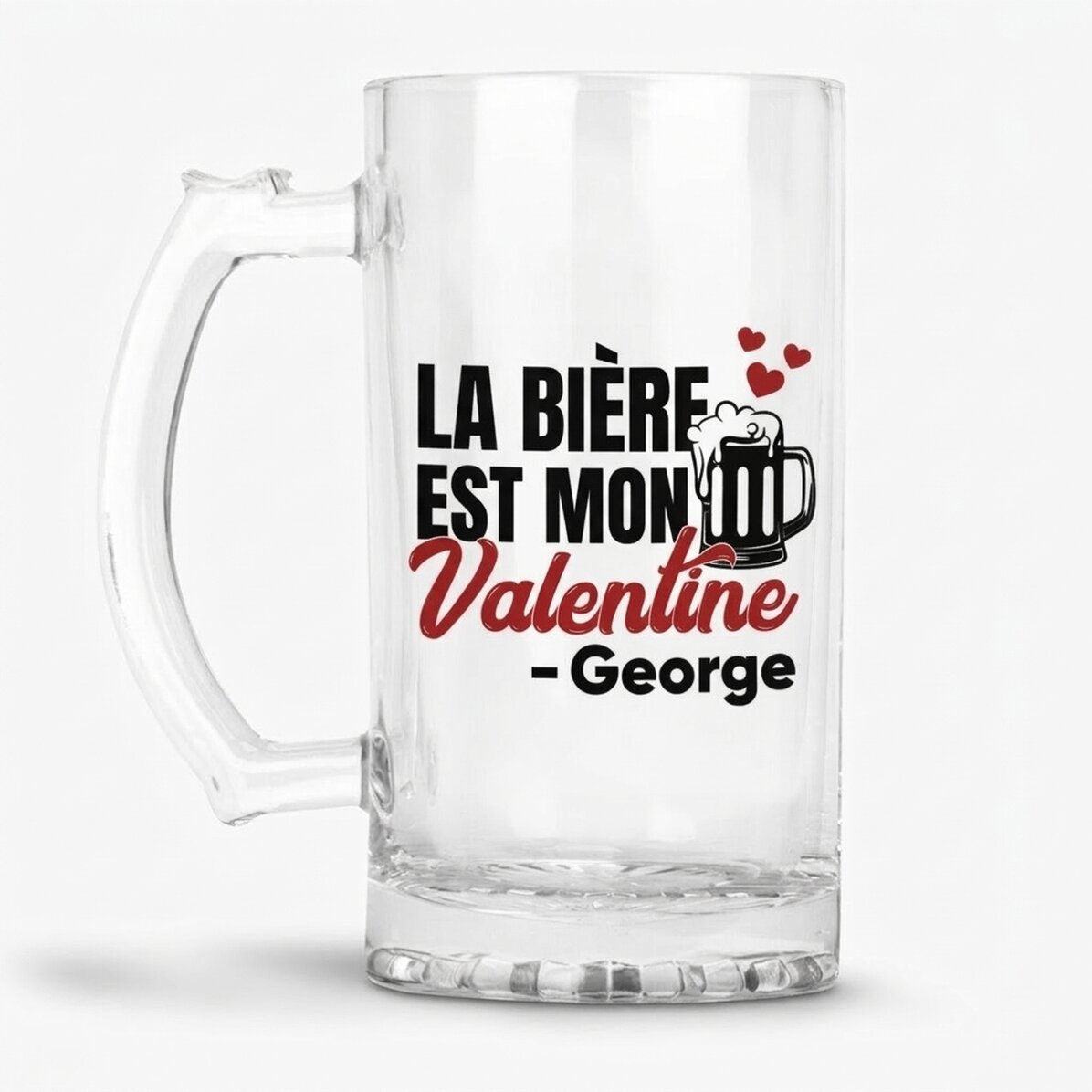Chope à bière personnalisée avec inscription - « Beer is my Valentine »