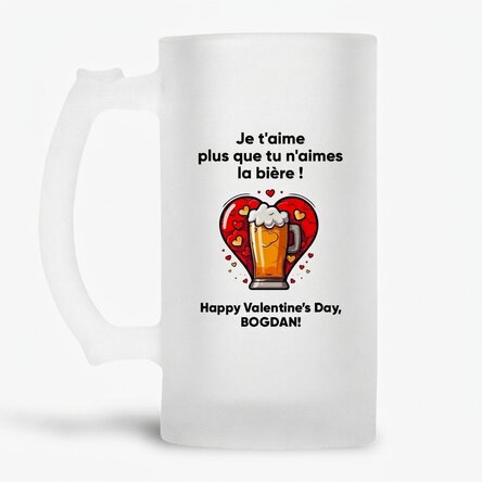 Chope à bière personnalisée avec le texte « Je t