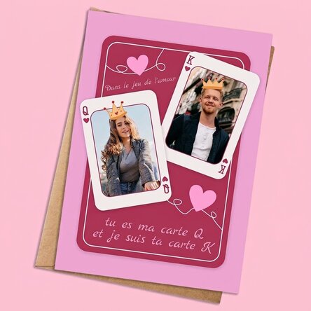 Carte personnalisée avec photos et texte - Le roi et la reine