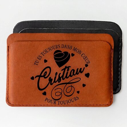 Portefeuille en cuir personnalisé avec l'inscription « Always in my heart »