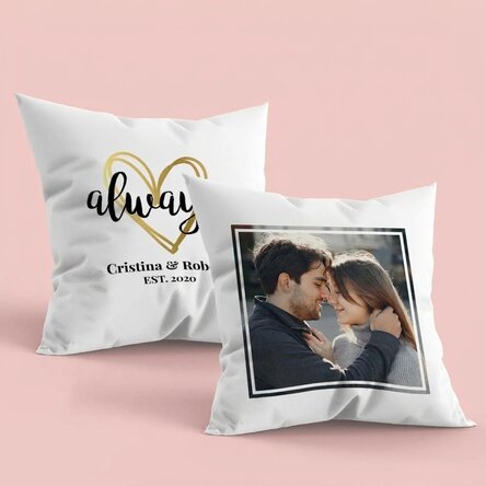 Personalised cushion with a photo and message on both sides - Always