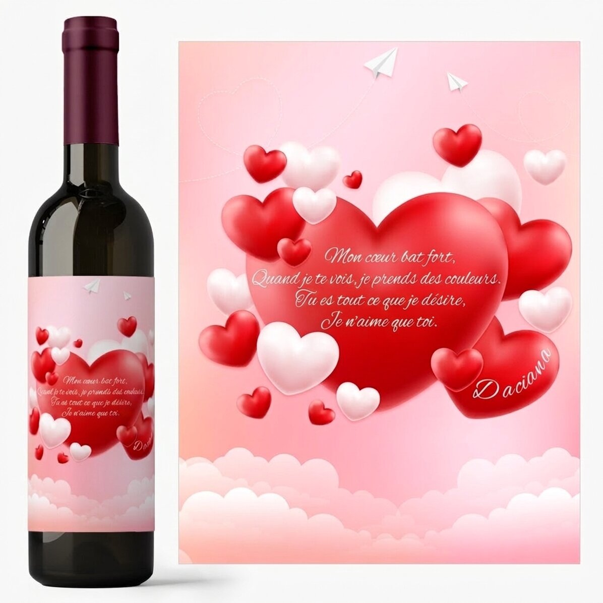 Vin personnalisé avec un texte - Message d