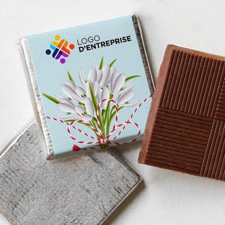 Mini-chocolat personnalisé avec logo et texte - Perce-neige