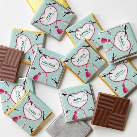 Lot de 10 mini-chocolats personnalisés avec un message - Printemps