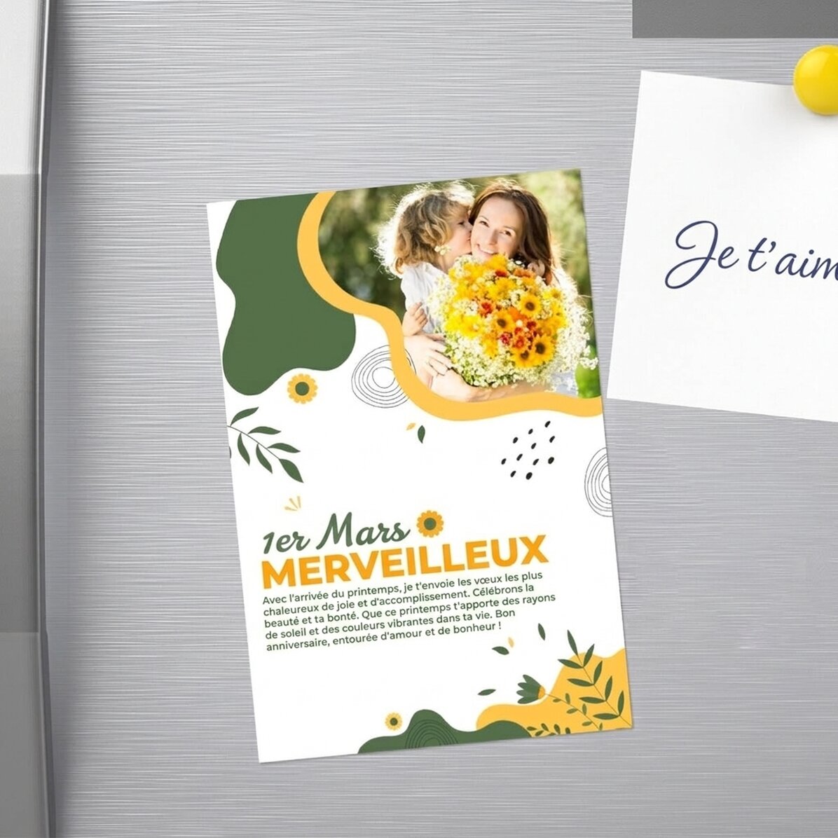 Aimant 10 x 15 personnalisé avec photo et texte - Hello spring