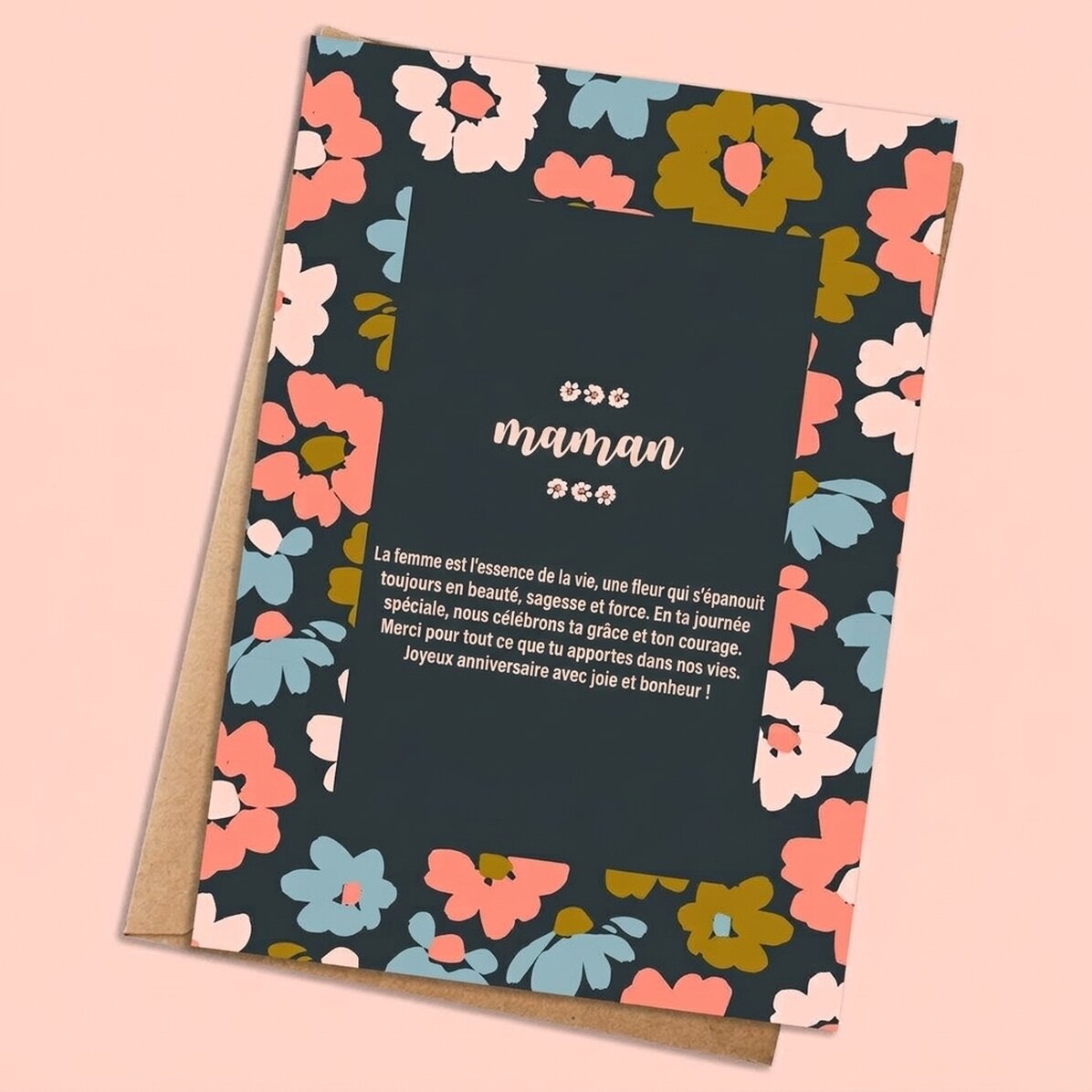 Carte personnalisée avec texte - Cute flowers