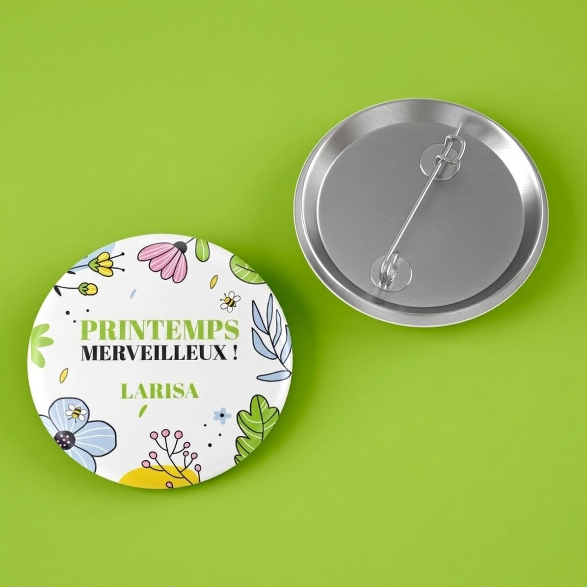 Badge personnalisé avec texte - Doodle spring