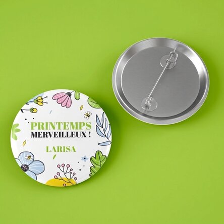 Badge personnalisé avec texte - Doodle spring