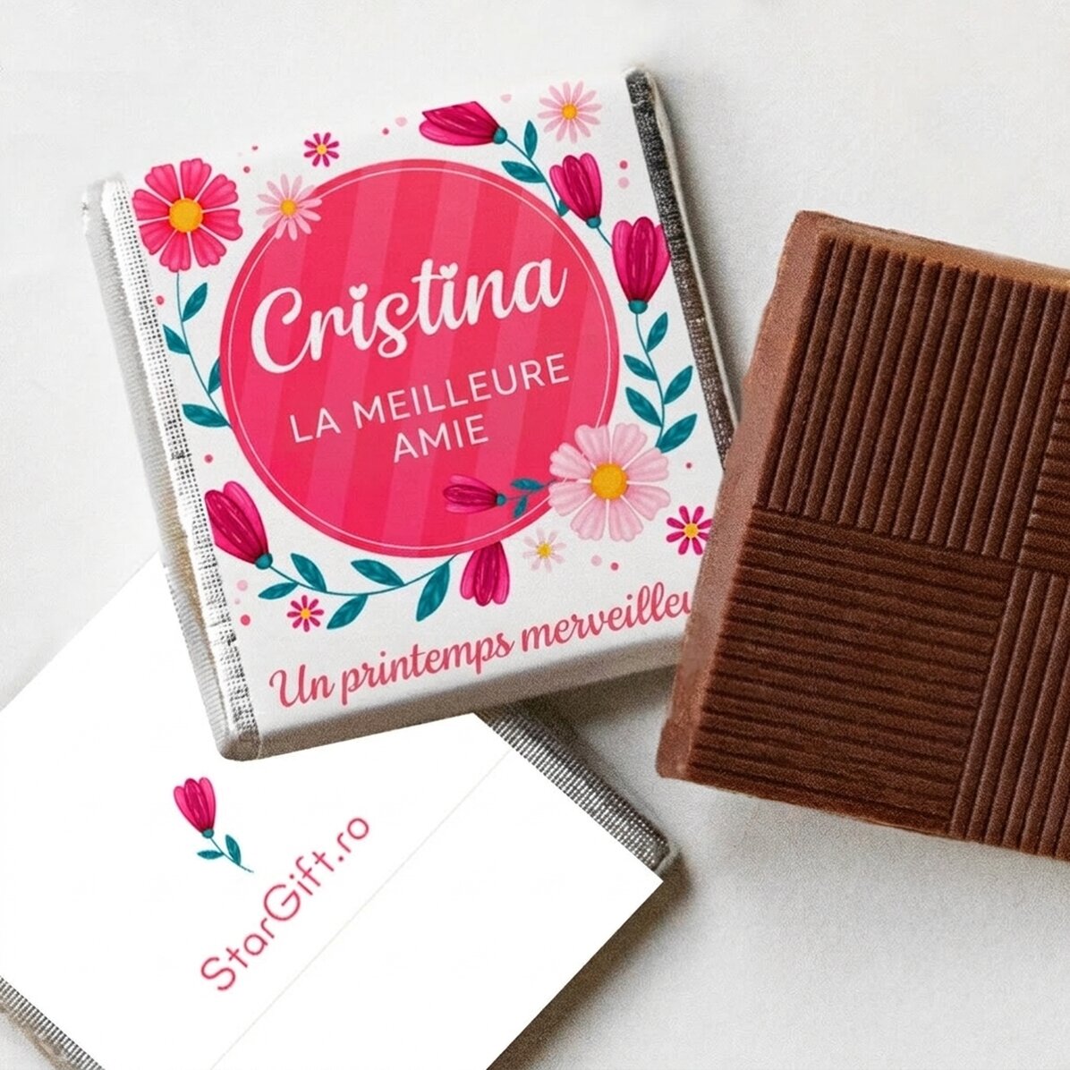 Mini-chocolat personnalisé avec un message printanier