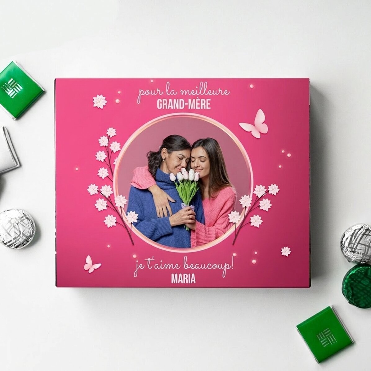 Boîte de bonbons personnalisée avec photo et texte - Joyeux printemps