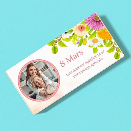 Chocolat personnalisé avec photo et texte - Fleurs de printemps