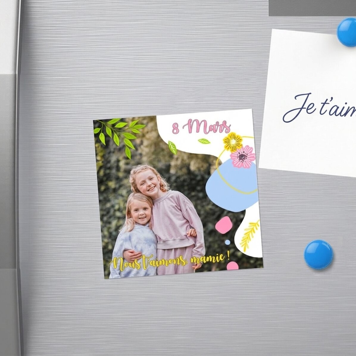 Aimant 10 x 10 personnalisé avec photo et texte - Happiness