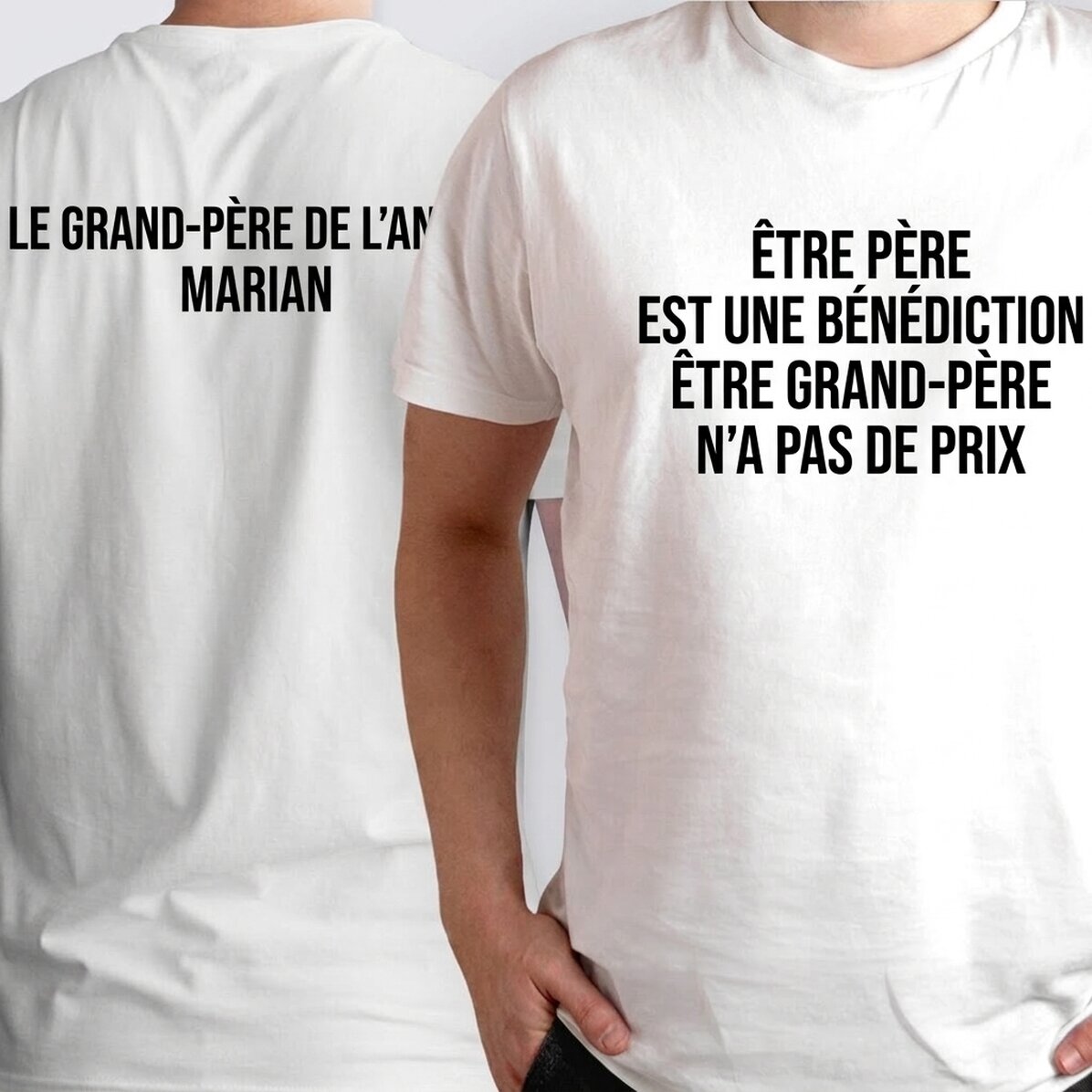 T-shirt en coton personnalisé avec un texte au recto et au verso