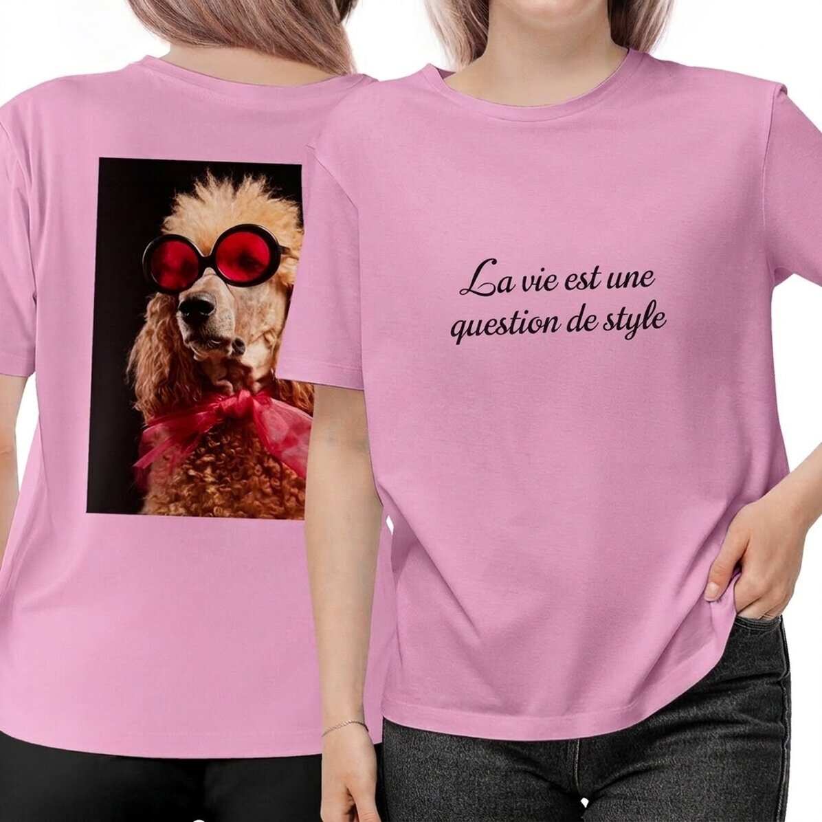 T-shirt en coton personnalisé avec un texte et une photo recto-verso