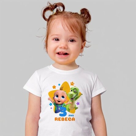 T-shirt en coton pour enfants personnalisé avec un prénom - Anniversaire avec TraLaLa