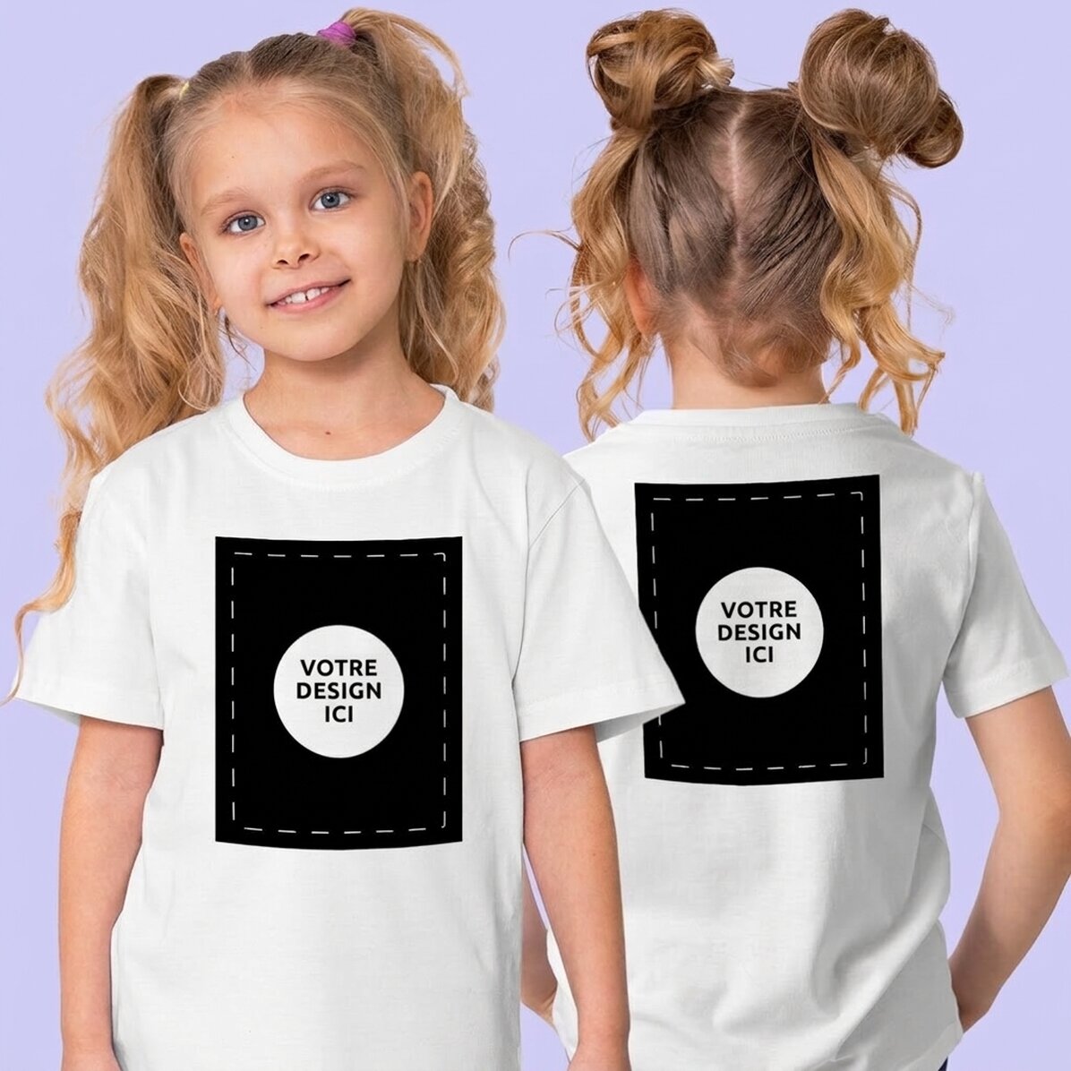 T-shirt en coton personnalisé pour fille - au dos, avec votre motif
