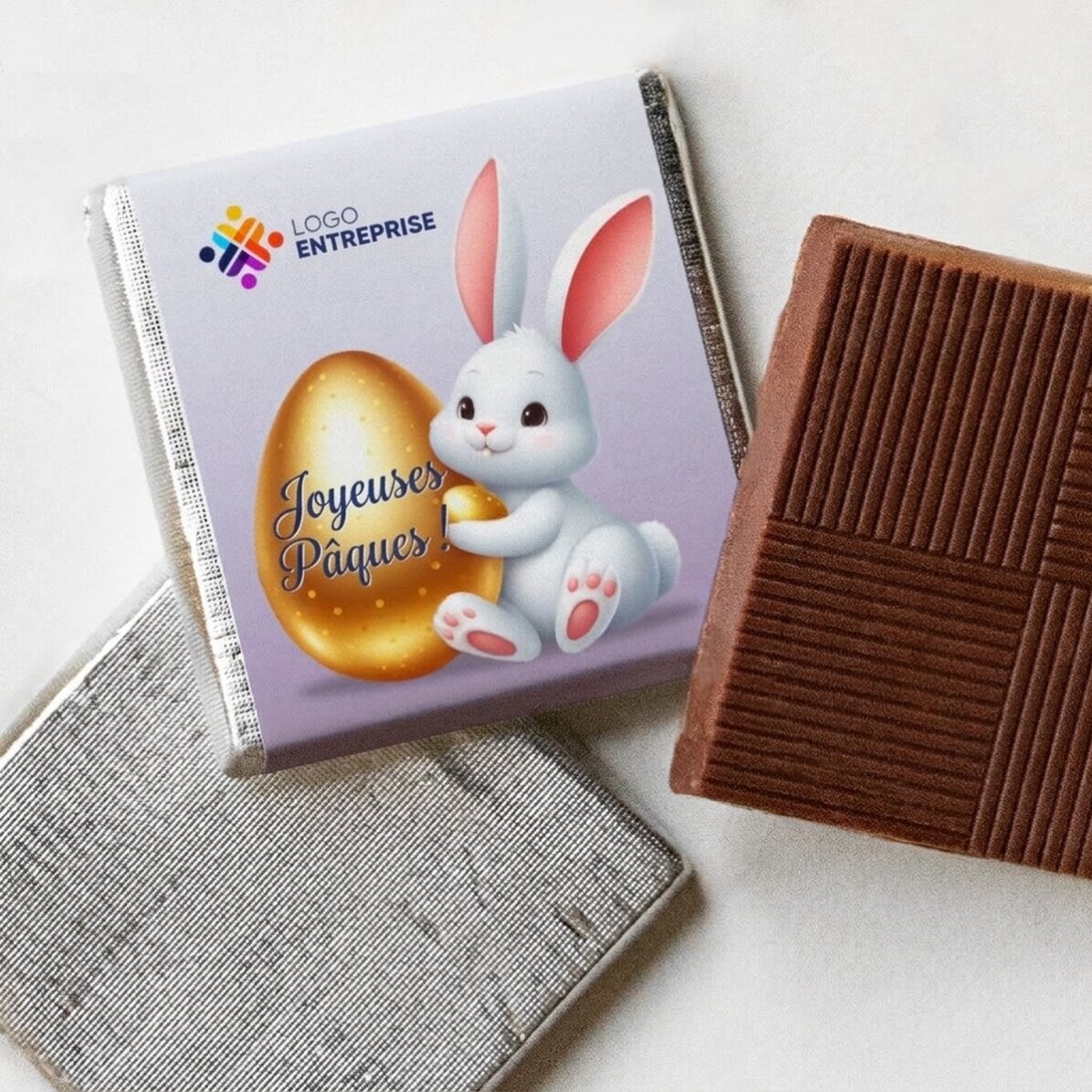 Mini-chocolat personnalisé avec logo et message - Lapin de Pâques