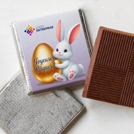 Mini-chocolat personnalisé avec logo et message - Lapin de Pâques