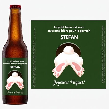 Bière personnalisée avec un message - De la part du lapin