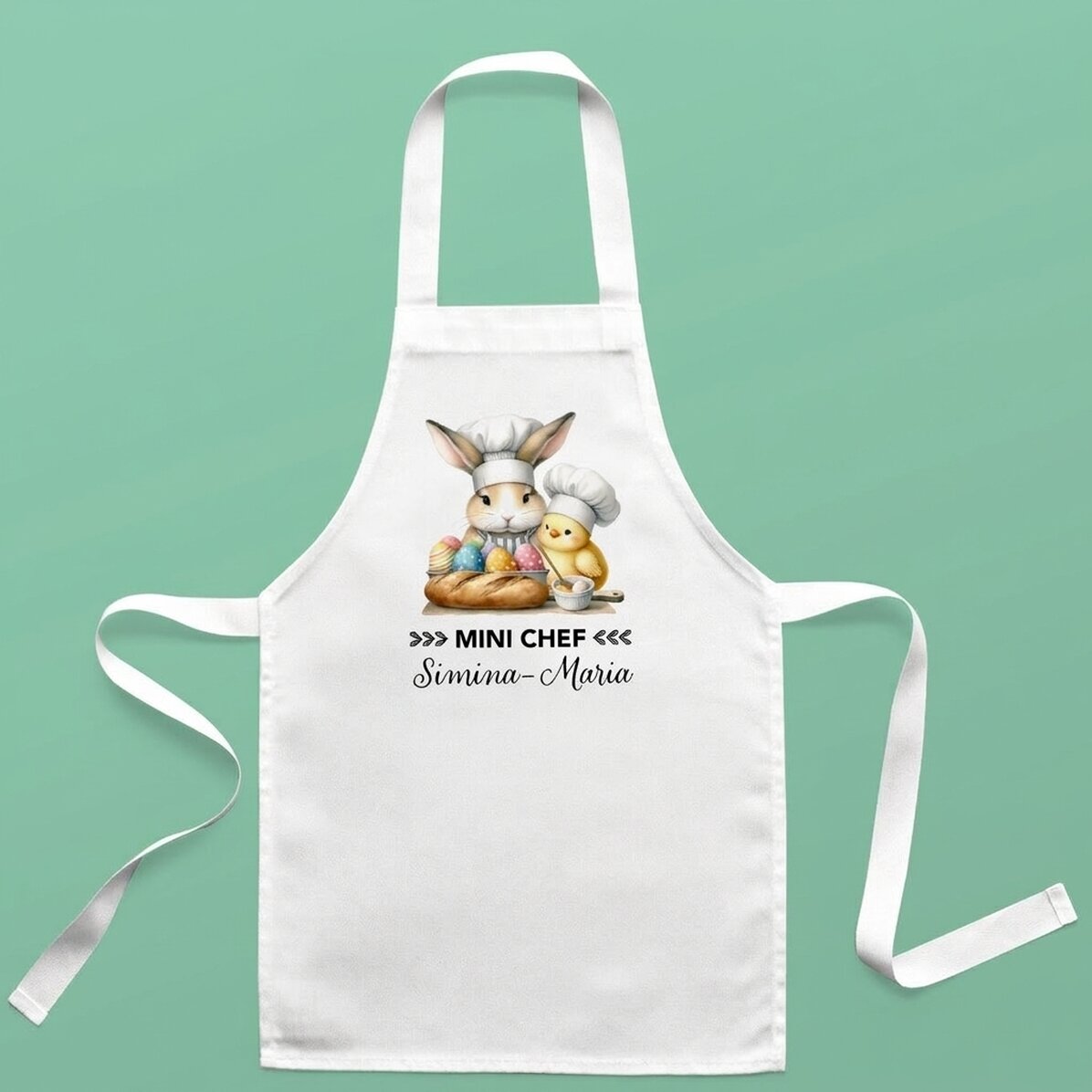 Tablier personnalisé pour enfants avec inscription - Petits animaux de Pâques