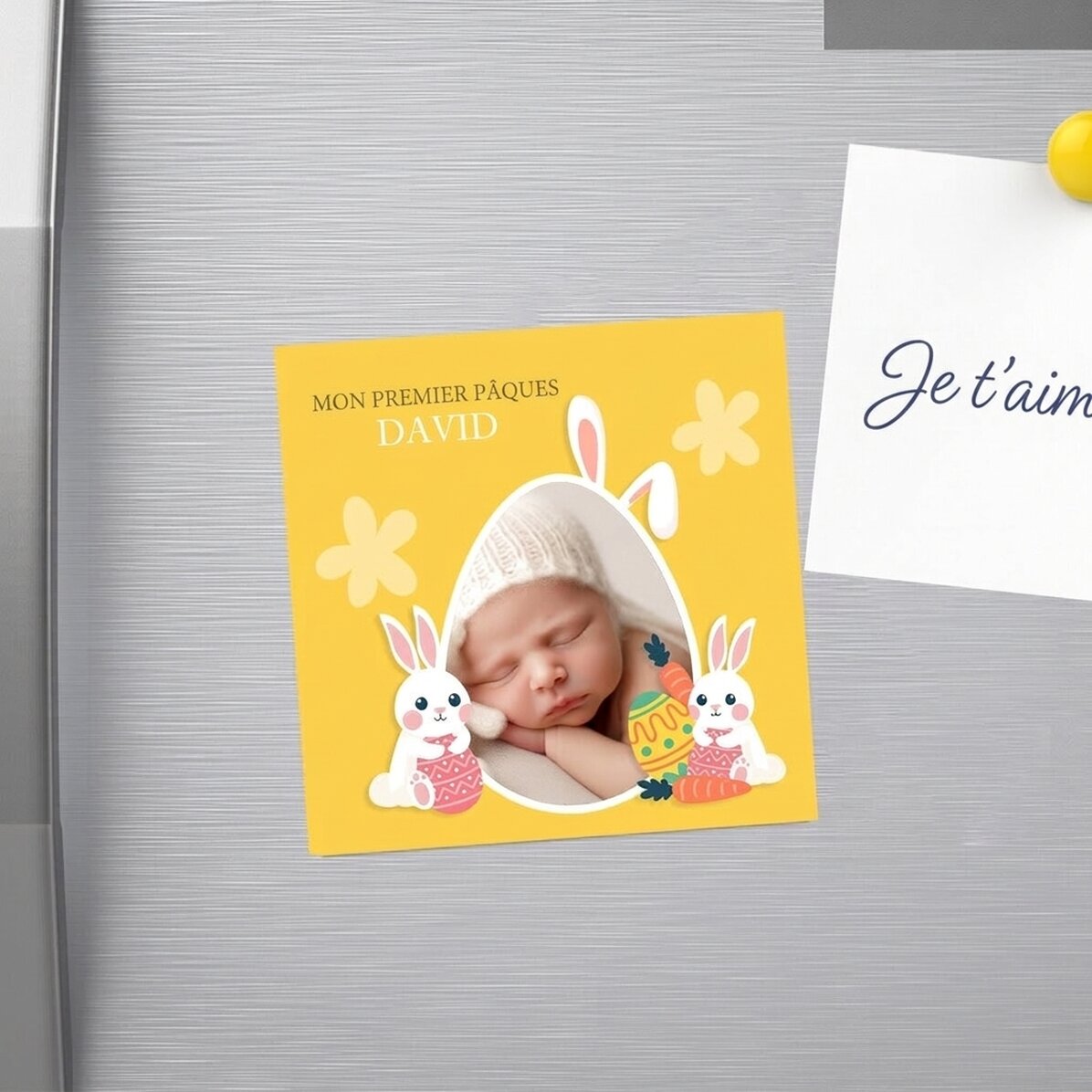 Aimant 10 x 10 personnalisé avec photo et message - Pâques
