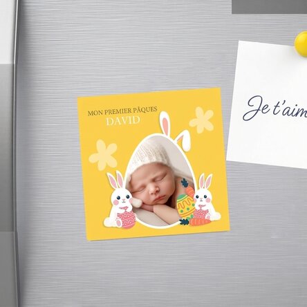 Aimant 10 x 10 personnalisé avec photo et message - Pâques