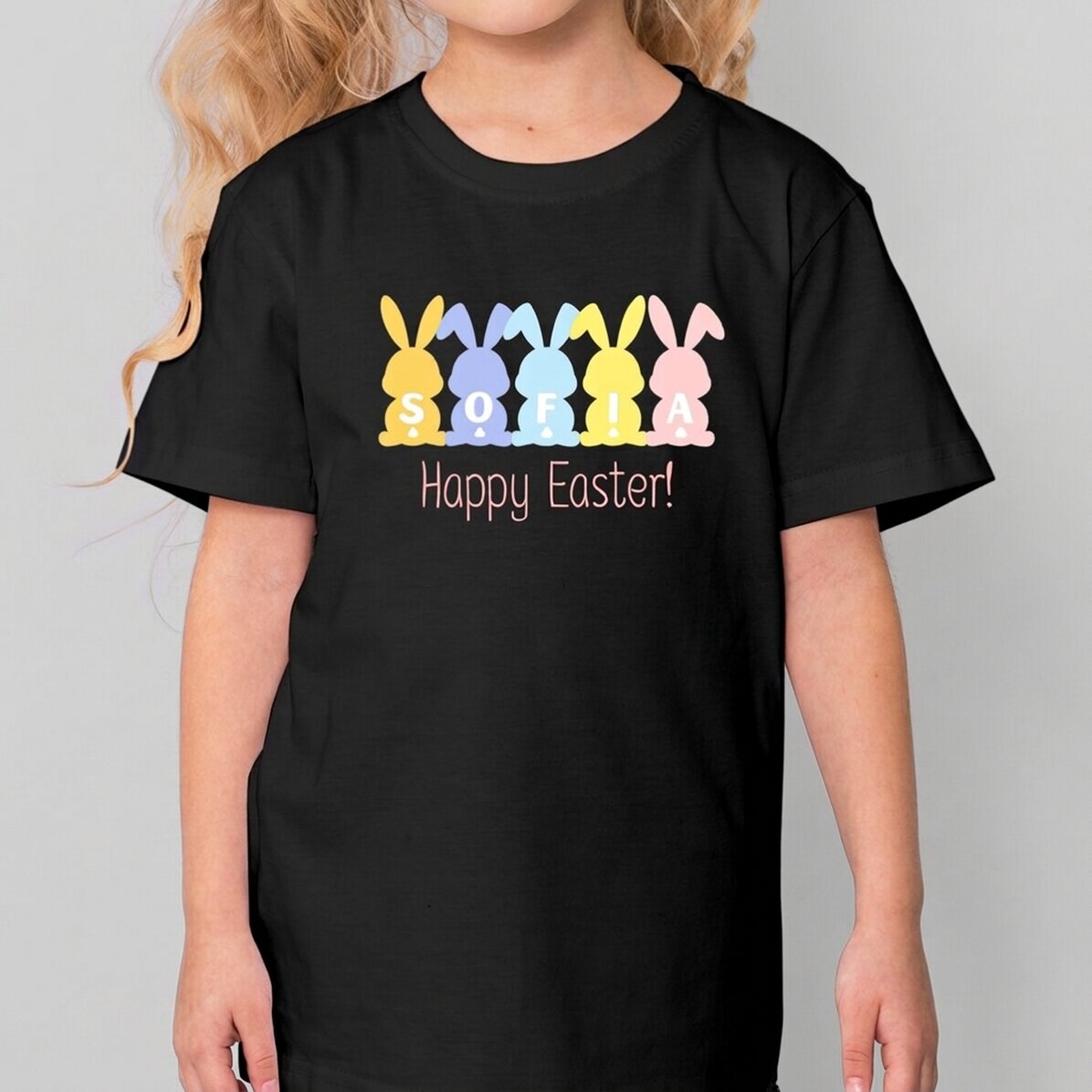 T-shirt en coton pour enfants personnalisé avec un texte - Lapins