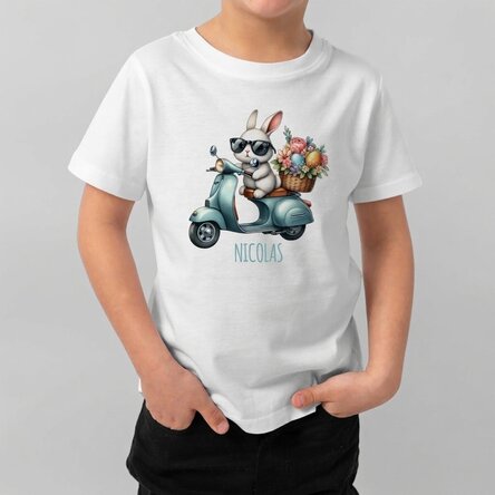 T-shirt en coton pour enfants personnalisé avec un prénom - Cool bunny