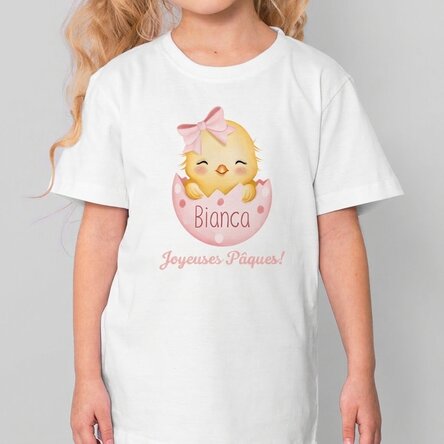 T-shirt en coton pour enfants personnalisé avec un texte - Petit poussin de Pâques