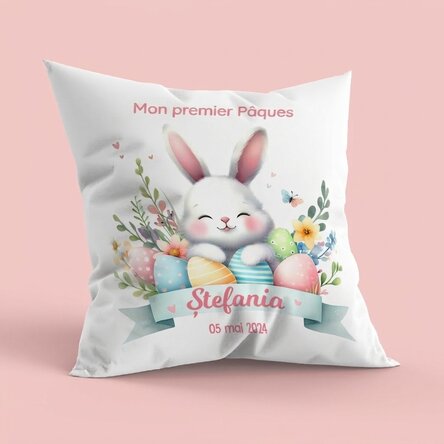 Coussin personnalisé avec inscription - Ma première Pâques