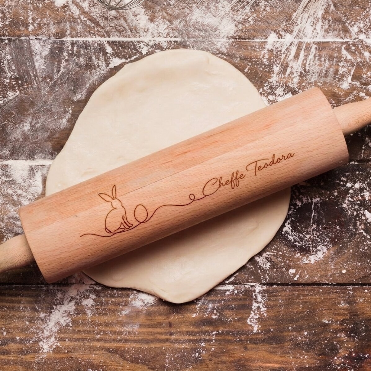 Tire-bouchon en bois personnalisé avec un message - Lapin