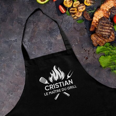 Tablier personnalisé avec message - Le maître du barbecue