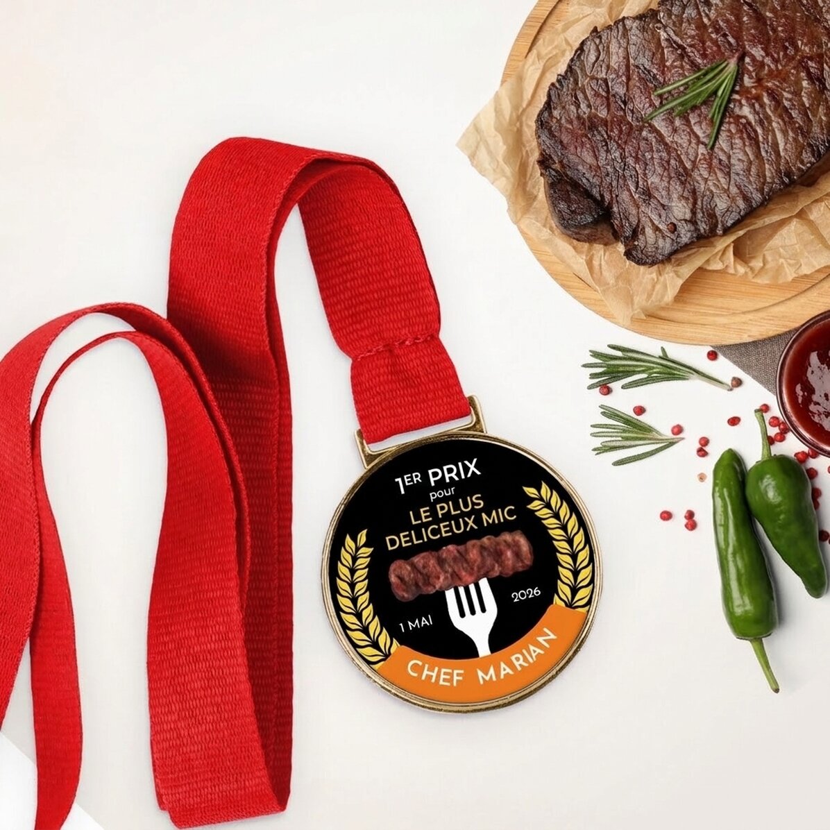 Médaille personnalisée avec message - Le champion des petits