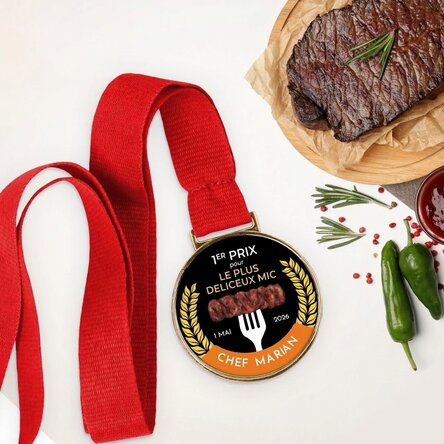 Médaille personnalisée avec message - Le champion des petits