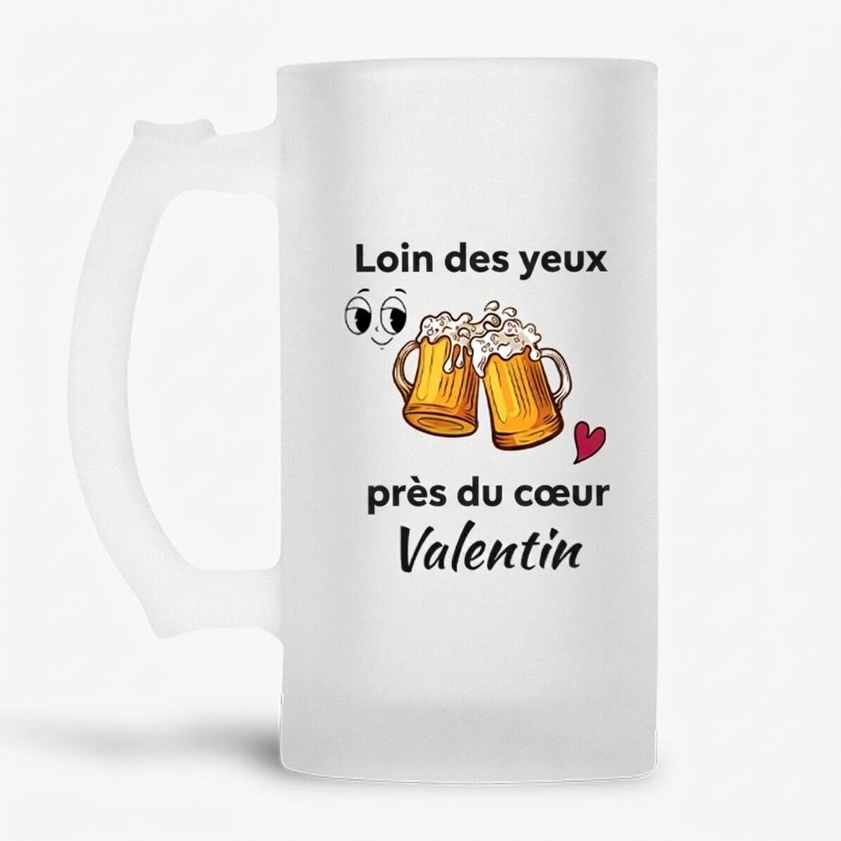Chope à bière personnalisée avec un texte - « Les yeux voient »