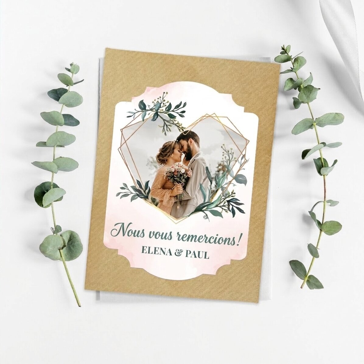 Cadeau de mariage personnalisé à planter, avec photo et texte - Cœur