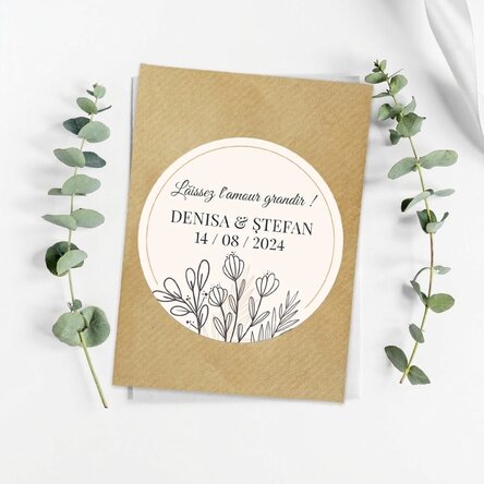 Témoignage personnalisable à planter avec un message pour un mariage - Let love grow